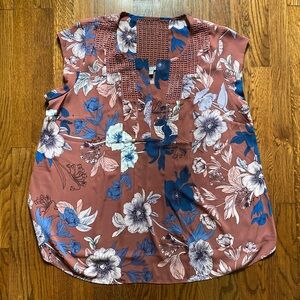 Danielrainn Crochet Accent Floral Print Short Sleeve Top 1X Daniel Rainn Shirt